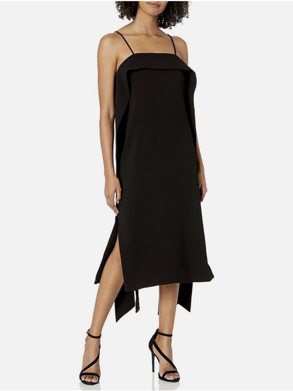 Elliatt Black Draped Strap Midi Dress